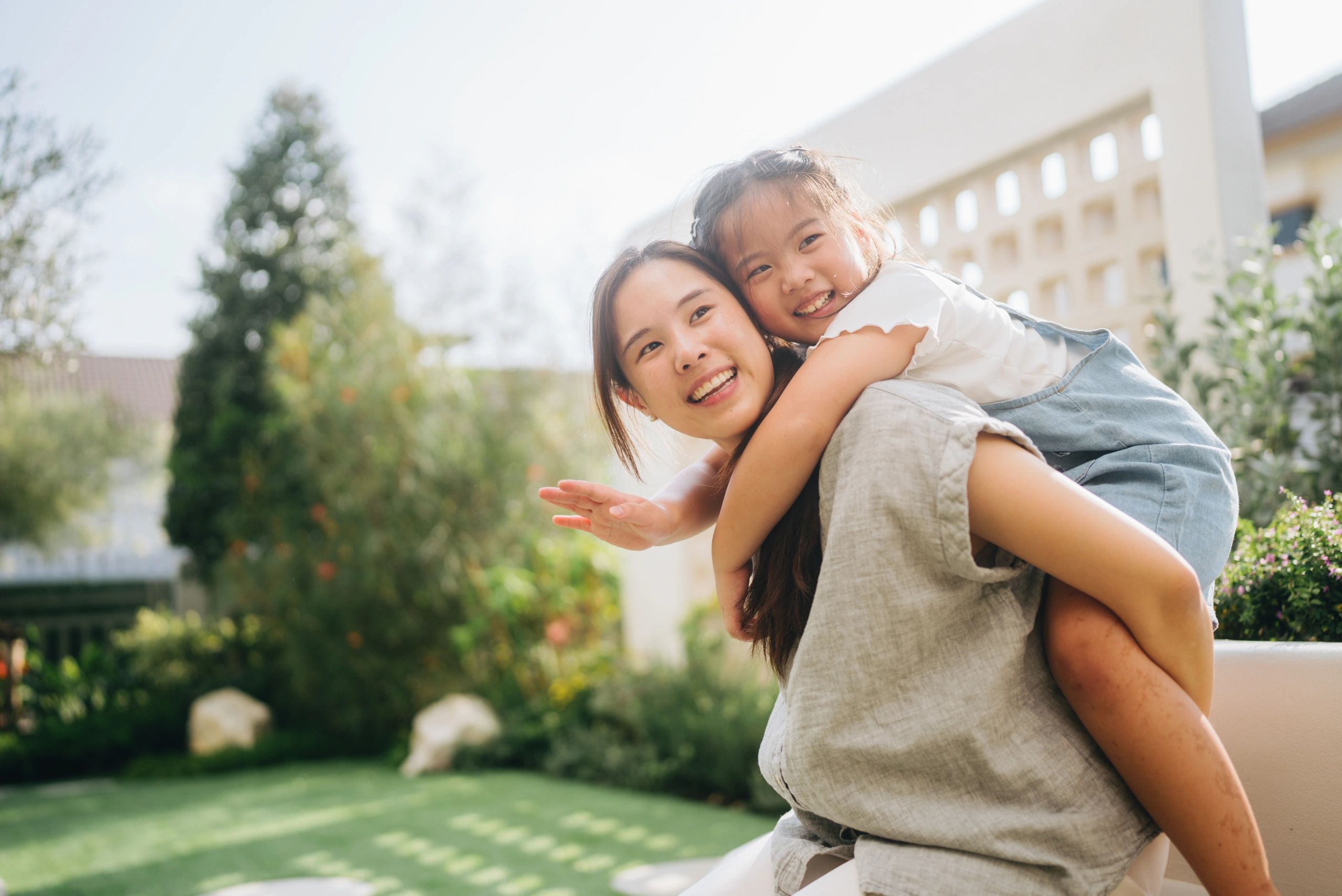 Parent and child spending time together outdoors